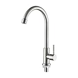 Ibergrif, M18703 Mundo, Grifo de Cocina Giratorio 360 grados, Solo Agua Fria, Grifo para Fregadero Monomando, Inoxidable