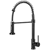 Virklyee Grifo de resorte Grifo cocina extraible Grifo de Cocina con Giro de 360°Grifo de Cocina Fregadero con 2 Modos,para agua fría o caliente, acero inoxidable, de resorte (Negro)