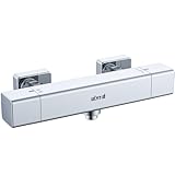 Ulytid Grifo Ducha Termostatico, Grifo Bañera de Pared, Termostato Ducha de Baño con Botón de Seguridad 38℃, Superficie Antiquemaduras, Temperatura Constante Inteligente, Mezclador de Ducha, Cromado