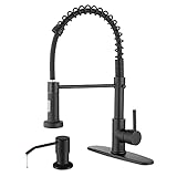Sagetta SA-SET39009 - Grifo de cocina industrial con pulverizador extraíble, cabezal pulverizador de doble función, color negro