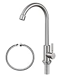 Grifo agua fria fregadero SUS304 de acero inoxidable para fregadero de cocina, grifo de cocina de níquel cepillado de arco alto con un solo agujero