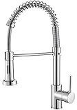 Cobbe Grifo de Cocina, Grifos Cocina Extraible con Resorte Ducha, Grifos de Cocina Fregadero Monomando con 2 Modos de Rociado, Rotación de 360°（Cromo)