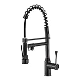 Grifo de cocina de arco alto profesional con caño giratorio, grifo monobloque estilo comercial con boquilla funcional doble abatible, bronce aceitado, Beelee BL7091B