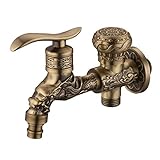 Versión Extendida De The Double Outlet Faucet Retro Copper Dragon Tallado Faucet Baño Mop Faucet Lavadora Faucet Jardín Grifo Exterior