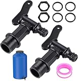 2 Piezas Grifo de Plastico, Grifo Jardin Grifos para Deposito Agua Lluvia de 3/4, Grifo Bidon Barril de Agua de Lluvia Grifo con Junta Contratuerca Cinta de Sellado, para Jardineria Industria Hoga