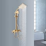 Sistema de ducha de lluvia juego de ducha de masaje panel de ducha con ducha de mano grifo de ducha dorado barra de ducha 3 funciones juego de ducha empotrado en pared juego de ducha mezclador