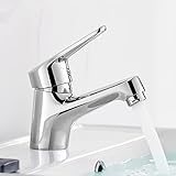 Ibergrif M11050 Roma, Grifo de Lavabo de Latón, Grifo de Lavabo Monomando, Grifo de Baño Clásico, Agua Fría y Caliente, Cromo, Plata