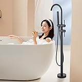 Rozin - Grifo independiente para bañera, giratorio 360°, caño con alcachofa de mano, latiguillo de 150 cm