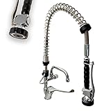GOLDMAN SERVICE | Grifo monomando extensible rociador ducha para fregadero de cocina uso hogar y profesional, con alcachofa muelle flexo negra pulverizadora