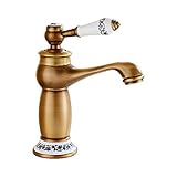 Grifo Lavabo Antiguo Monomando Baño Vintage Estilo Grifería Mezclador,Grifo de Cuenca Individual de Control Rústico Baño (Antiguo)