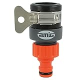 Amig - Adaptador de Manguera Universal | Con Tornillo de Mariposa de Acero Inoxidable | Compatible con la Mayoría de Grifos | Plástico ABS y Goma | Naranja y Gris