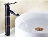 Grifo de baño, grifo de lavabo de bronce retro, grifo de un solo orificio de agua fría y caliente, adecuado para diámetros interiores de 1,25in a 1,57in