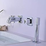 4pcs baño grifo de la bañera del grifo del lavabo de la plataforma/montado en la pared de ducha de mano Mezclador de bañera fría del grifo mezclador caliente agua del grifo con la mano, A2