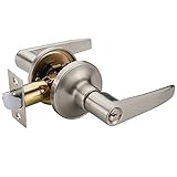 Cerradura de manija de palanca de puerta HAIFUAN, para uso de entrada, paso y baño (802-K con llave níquel cepillado)