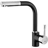 Grifo De Cocina Teka Monomando Ark 938 Color Negro Ref 23938120N Caño Alto Extraible