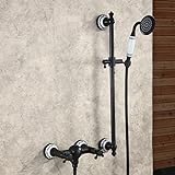 Hiendure® Bronce aceitado Montaje en pared Grifo para bañera Grifo de la ducha Válvula mezcladora Con ducha de mano de barra sólida