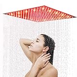 JUNSHENG - Alcachofa de ducha LED de alta presión, ultrafina, de acero inoxidable 304, con efecto lluvia, 40 x 40 cm