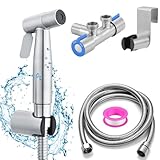 Coffee Life Plus Kit de Pulverizador de Bidé de Mano de Acero inoxidable,grifo wc,ducha inodoro,ducha bidet para wc,ducha higienica para wc,grifo bidet para wc,con Manguera y Válvula de G1/2 Soporte