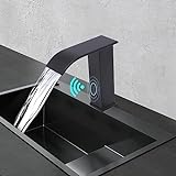 Grifo automático con sensor de infrarrojos, agua fría y caliente con sensor infrarrojo grifo de lavabo, NPT1/2 '' grifo de baño para cocina, grifo automático de inodoro (negro)